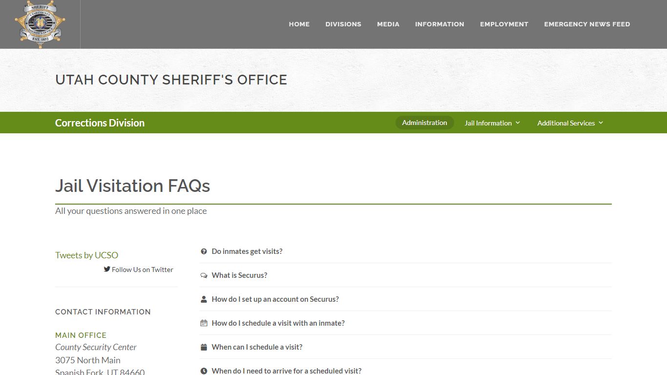 Utah County Sheriff's Office Jail Visitation FAQs